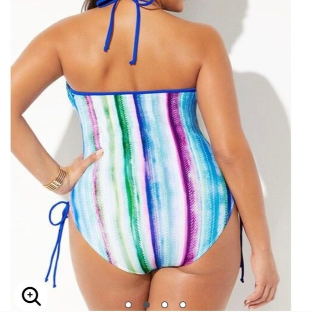 Swimsuits for all HALTER ADJUSTABLE ONE PIECE SWIMSUIT in Pastel Stripe - Picture 4 of 12